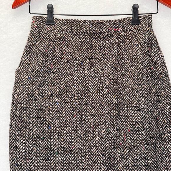 VTG Album by Kenzo Wool Linen Blend Plaid Pencil Skirt Sz 4 Academia 80s Classy - Picture 3 of 10